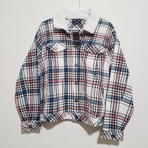 Torrid Sherpa Trim Plaid Trucker Jacket Plus Size 2X